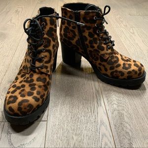 Harlow Faux suede leopard print ankle boots